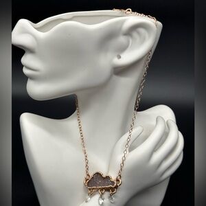 Faux Rose Gold Rain Clowd ☁️ Pendant Necklace - Women's Jewelry